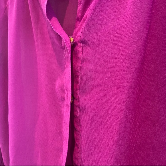 PATTERSON J. KINCAID Fuschia Semi Sheer Blouse Medium - Picture 5 of 7